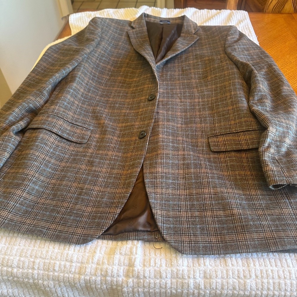 Made Cam Newton Sport Coat Mens 44L Blazer Suit  Brown Plaid Preppy Wool Blend